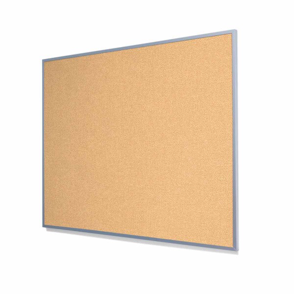 Type II Woven Vinyl Koroseal Linden Golds Hill Cork Board with Narrow Light Aluminum Frame